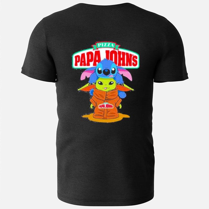 Baby Yoda And Stitch Pizza Papa John's Friend T-Shirts