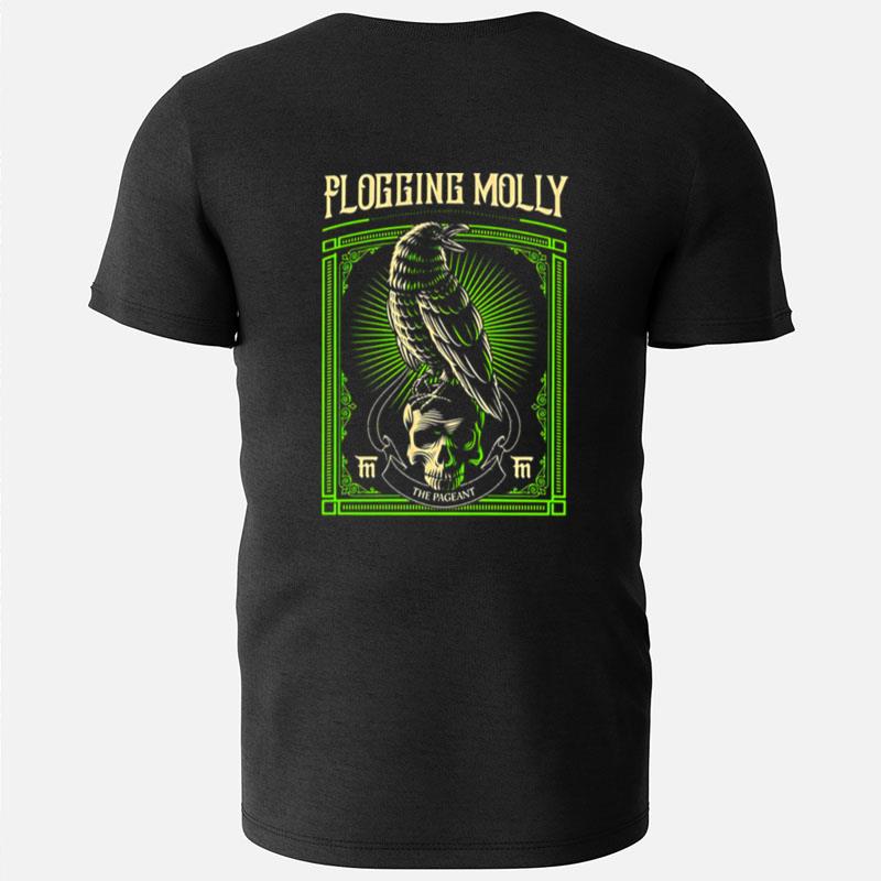 Black Crow And Skull Green Background Flogging Molly T-Shirts