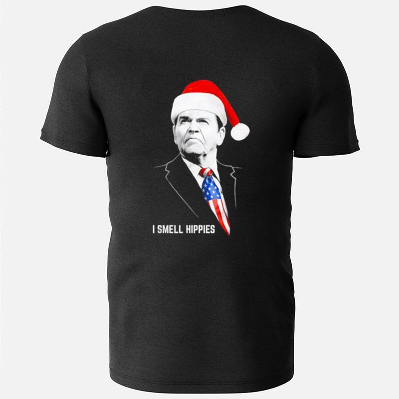 Santa Ronald Reagan I Smell Hippies Merry Christmas T-Shirts