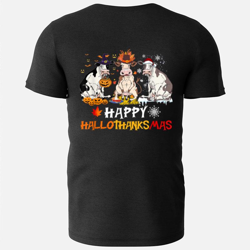 Cows Happy Hallothanksmas Funny Cows Halloween Christmas T-Shirts