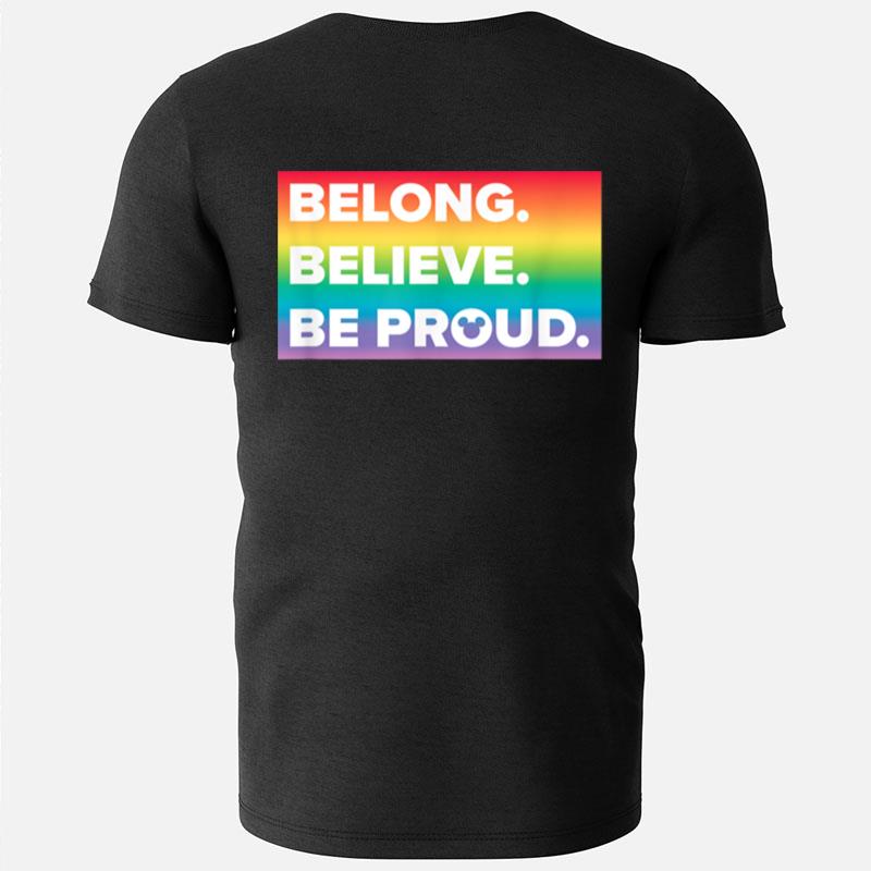 Disney Mickey & Friends Belong Believe Be Proud Rainbow T-Shirts