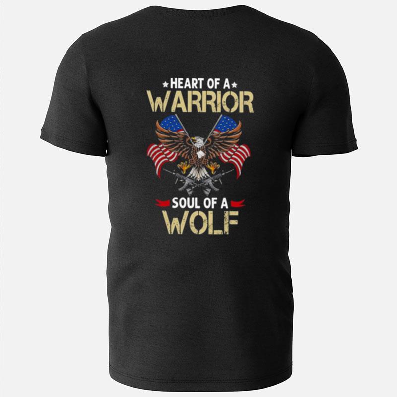 Eagle Heart Of A Warrior Soul Of A Wolf American Flag T-Shirts