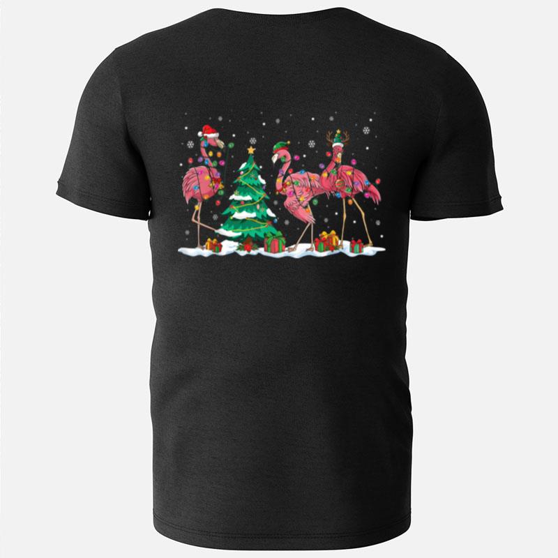 Funny Flamingo Christmas Lights Santa Xmas Flamingo Lovers T-Shirts