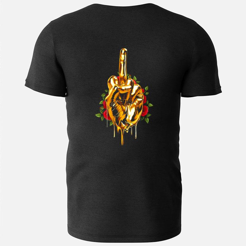 Gold Middle Finger Funny T-Shirts