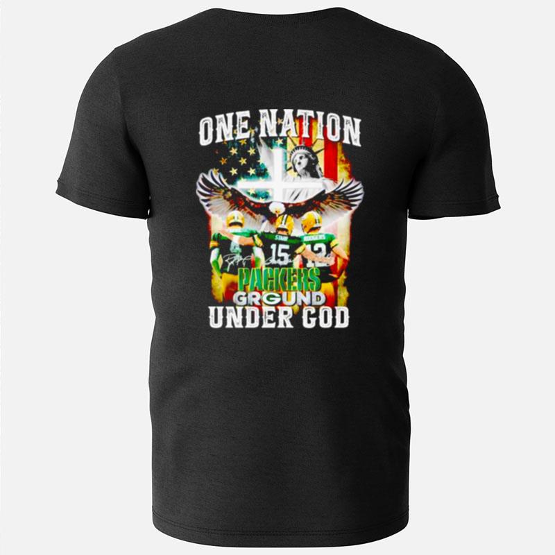 Green Bay Packers Favre And Starr And Rodgers One Nation Under God Signatures T-Shirts