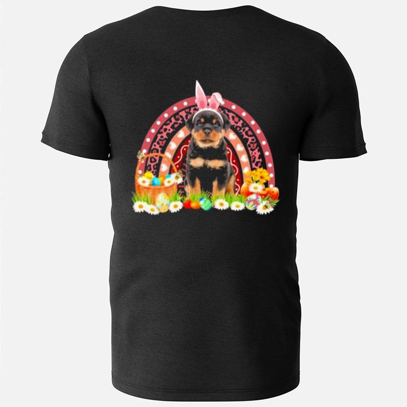 Happy Easter Bunny Pink Dog Rottweiler Rainbow T-Shirts
