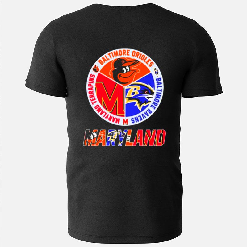 Maryland Sports Maryland Terrapins Baltimore Orioles And Baltimore Ravens T-Shirts