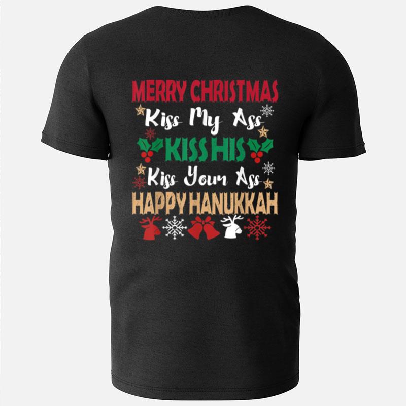 Merry Christmas Kiss My A.Ss Happy Hanukkah Ugly Xmas T-Shirts