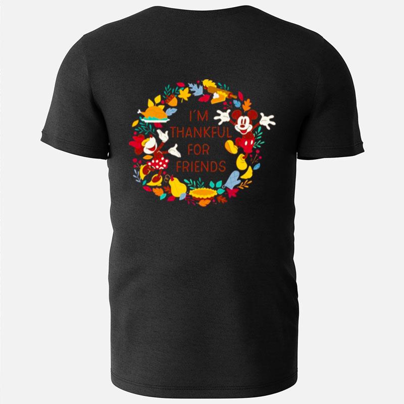Mickey And Minnie Mouse Thankful For Friends Autumn Disney Thanksgiving T-Shirts