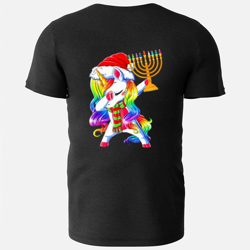 Santa Unicorn Dabbing Hanukkah T-Shirts