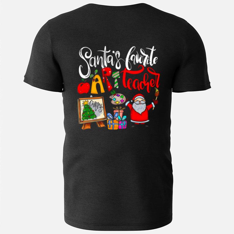 Santa's Favorite Art Teacher Tree Xmas T-Shirts
