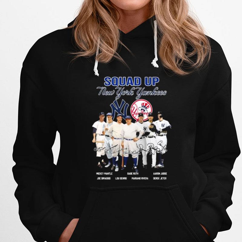 Squad Up New York Yankees Mickey Mantle Babe Ruth Aaron Judge Signatures T-Shirts