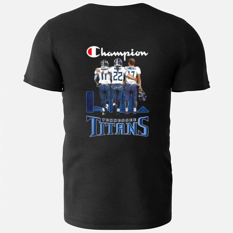 Tennessee Titans Brown Henry And Tannehill Champions Skyline Signatures T-Shirts