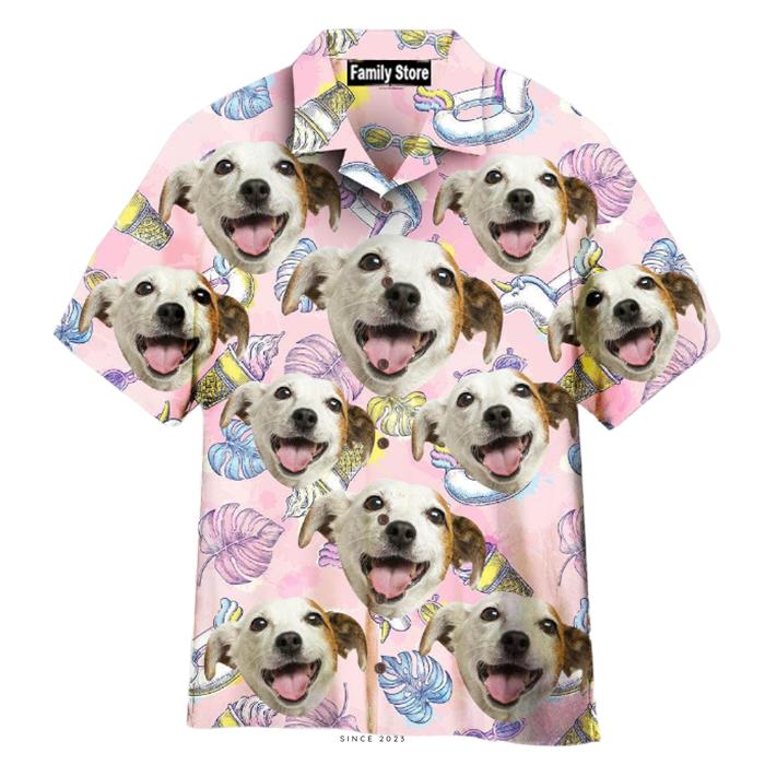 Dog And Summer Unicorn On Pink Custom Hawaiian Shirt
