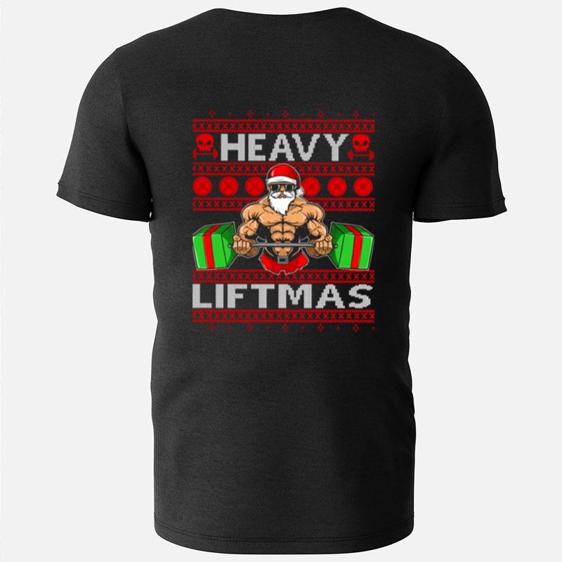 Heavy Liftmas Gym Design Knit Pattern T-Shirts