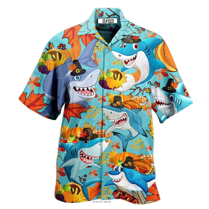 Shark Thanksgiving Funny Style Hawaiian Shirt