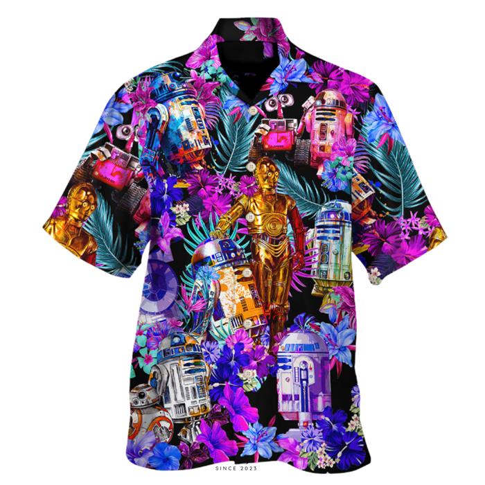 Special Starwars R2D2 With Friends Synthwave Hawaiian Shirt