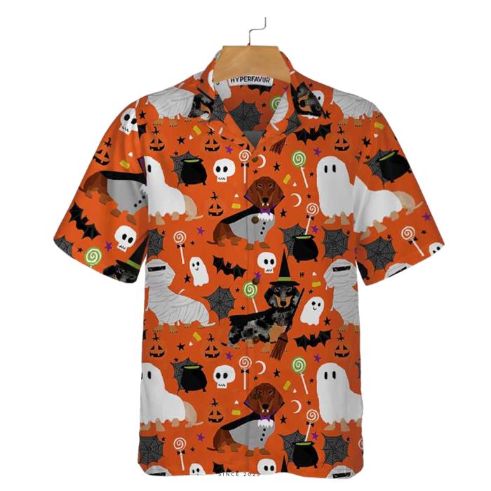Spooky Dachshunds On Halloween Hawaiian Shirt