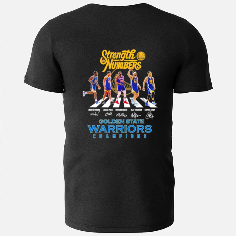 Strength Numbers Wiggins And Poole And Green And Thompson And Curry Abbey Road Golden State Warriors Champions Signatures T-Shirts